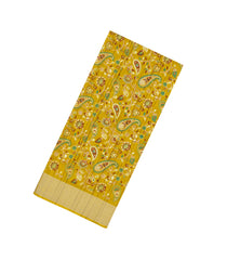 Mustard Printed Synthetic Dola Silk Saree With Zari Border-BL5722