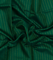 Green Woven Dupion Silk Saree With Dotted Stripes & Contrast Border-DS0642