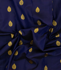 Navy Blue Handloom Korvai Kanchipuram Silk Saree With Zari Buttas-KA16685