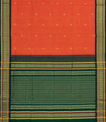 Orange Handloom Silk Cotton Saree With Mango Buttas-SC3936