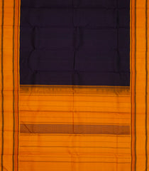 Black Handloom Korvai Kanchipuram Silk Saree With Mustard Border-KA13149