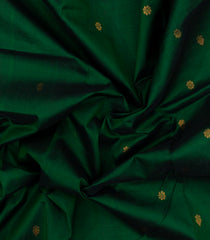Dark Green Handloom Silk Cotton Saree With Buttas & Contrast Border-SC4498