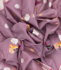 Lilac Handloom Kota Silk Saree With Meena Bird Motifs-KO1049