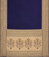 Dark Blue Woven Art Dupion Saree With Meena Floral Border-BL5921