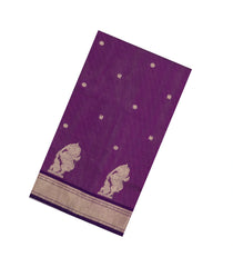 Purple Handloom Soft Silk Cotton Saree With Zari Stripes-SC4307
