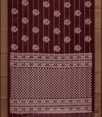 Dark Brown Printed Synthetic Dola Silk Saree With Zari Stripes & Border-BL5031