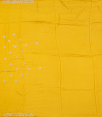 Yellow Woven Blended Silk Saree With Embroidered Floral Motifs-EN1833