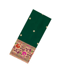Dark Green Handloom Banarasi Silk Saree With Meenakari Border-BE1759
