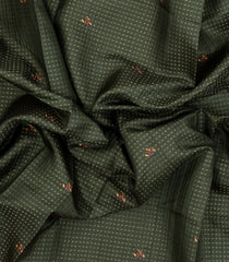 Dark Green Printed Synthetic Tussar Saree With Zari Stripes-BL5376