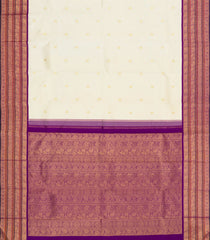White Handloom Korvai Kanchipuram Silk Saree With Buttas-KA15510