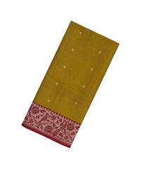 Oil Mustard Handloom Soft Silk Saree With Floral Buttas-SO4706