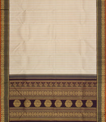 Taupe Handloom Korvai Kanchipuram Silk Saree With Zari Stripes-KA15482