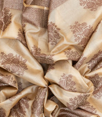 Cream Woven Tussar Silk Saree With Floral Butta Motifs-TU2948