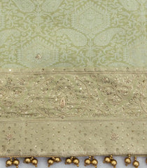 Cardamom Green Woven Pure Silk Saree With Woven & Hand Embroidered Motifs-EN1799