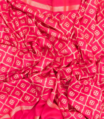 Hot Peach Woven Art Dupion Saree With Printed Floral Motifs