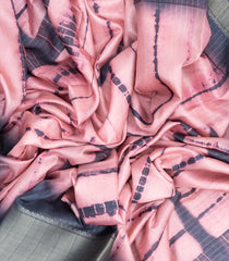 Baby Pink Woven Art Linen Saree With Stripes & Tie & Dye Motifs-BL3975