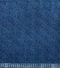 Indigo Printed Jaipur Cotton Saree With Floral Motifs-JC1449
