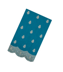Cyan Woven Synthetic Blended Saree With Embroidered Motifs-EN2015