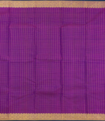 Dark Blue Handloom Kanchipuram Silk Saree With Checks & Buttas-KA15714