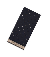 Black Woven Blended Satin Saree With Floral Zari Buttas-BL6000