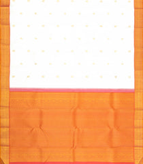 White Handloom Korvai Kanchipuram Silk Saree With Annam Buttas-KA15902