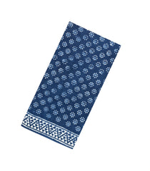 Indigo Printed Jaipur Cotton Saree With Floral Motifs-JC1448