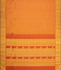 Rust Handloom Kanchipuram Silk Saree With Floral Zari Motifs-KA16213