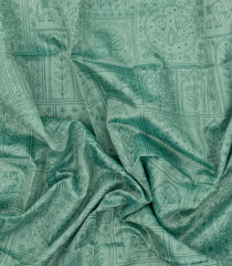 Aquamarine Printed Art Dupion Saree With Contrast Border-BL5072