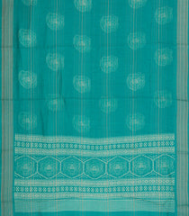 Turquoise Printed Synthetics Dola With Zari Stripes -BL5242