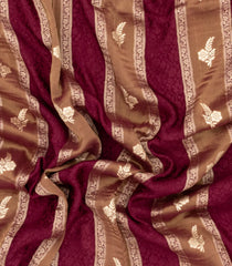 Maroon Woven Synthetic Satin Saree With Floral Zari Motifs-BL4856