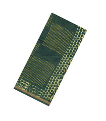 Dark Green Printed Jaipur Cotton Saree With Tie & Dye Motifs-JC1694
