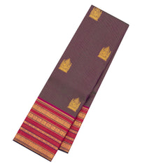 Purple Handloom Kanchipuram Silk Saree With Vairaoosi Stripes & Buttas-KA13768