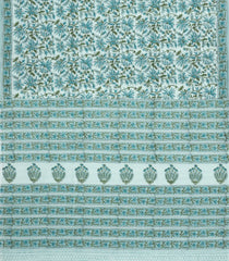Light Blue Printed Jaipur Cotton Saree With Floral Motifs-JC1947