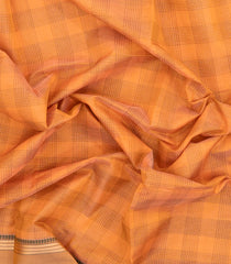 Peach Handloom Silk Cotton Saree With Checks-SC4221