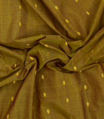 Dark Olive Handloom Gadwal Silk Cotton Saree With Buttas-GA0338