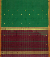 Green Woven Kadappa Cotton Saree With Buttas-KN0741