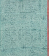 Light Blue Handloom Chanderi Cotton Saree With Printed Floral Motifs