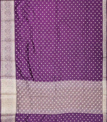 Dark Purple Woven Art Tussar Silk Saree With Floral Motifs-BL4623