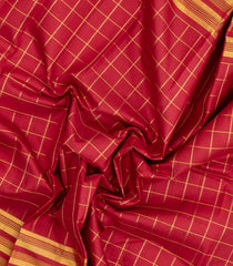 Red Handloom Kanchipuram Silk Saree With Zari Checks-KA15224