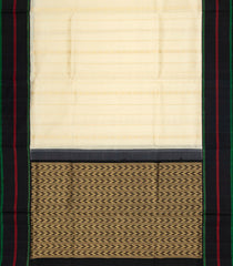 Cream Handloom Soft Silk Saree With Stripes & Black Border-SO4290
