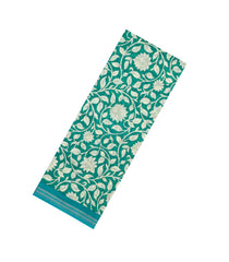 Green Printed Chanderi Cotton Saree With Floral Motifs-CC1744