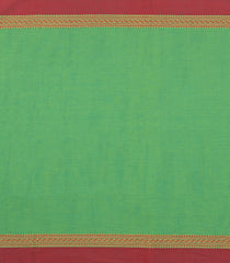 Light Green Woven Bengal Cotton Saree With Contrast Border-BG1743