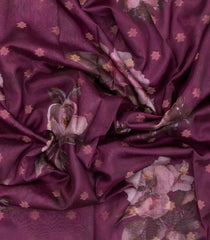 Burgundy Printed Synthetic Dola Silk Saree With Zari Buttas & Border-SY0252