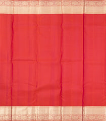 Dark Peach Handloom Kanchipuram Silk Saree With Floral Jaal Motifs-KA13530