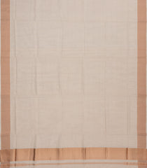 Cream Handloom Kerala Cotton Saree With Checks & Zari Border-KEC1060