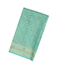 Turquoise Handloom Organza Soft Silk Saree With Floral Motifs-SO4142