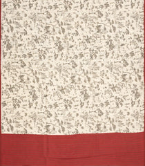 Off White Woven Tussar Silk Saree With Printed Floral Motifs-TU3101