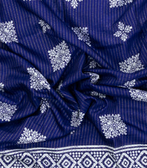 Dark Blue Printed Synthetic Dola Saree With Zari Stripes & Border-BL5401