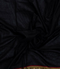 Black Woven Chirala Cotton Saree With Printed Blouse-CR1508