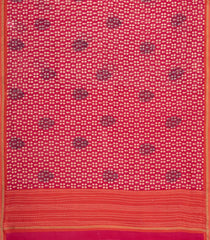 Crimson Printed Chanderi Cotton Saree With Floral Motifs-CC1711